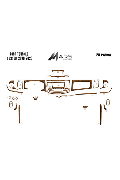 Marscockpitdesign غطاء كونسول تورنيو كونسول-تيربيدو لسيارة فورد 2018-2023