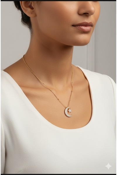 T-HAZEL Moon and Star Stone Necklace October 29 Special Aly