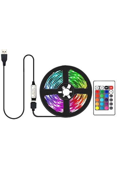 YWX Kit Bandă LED RGB cu Telecomandă cu Infraroșu, Conexiune USB, 16 Culori, 2m