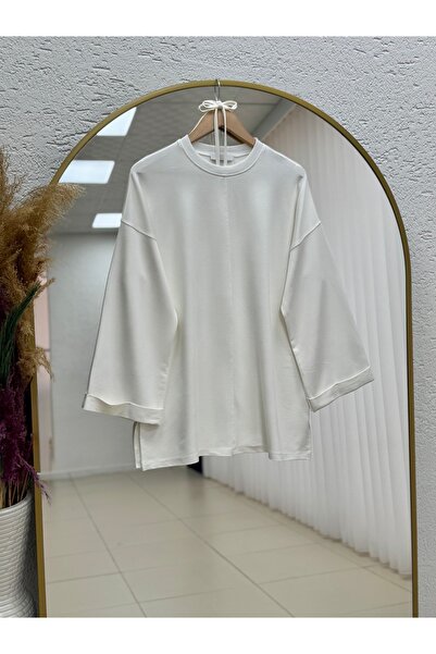 BENAHOLL Ariyla με ραφές στο μπροστινό μέρος και στα άκρα των μανικιών, άνοιγμα κορδόνια στα πλαϊνά Sweat-ZN5988 Λευκό