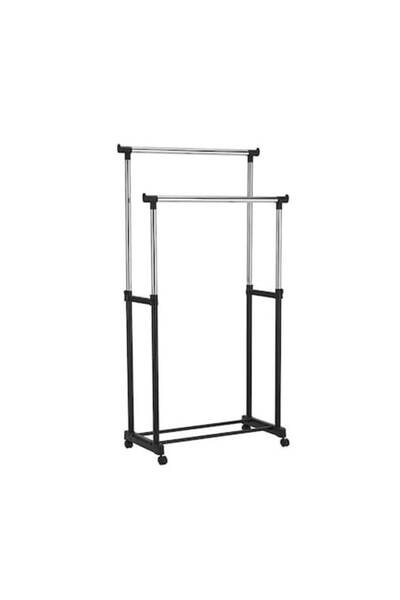 OEM Suport metalic pentru haine - cadru dublu, înălțime reglabilă, negru, 75x...