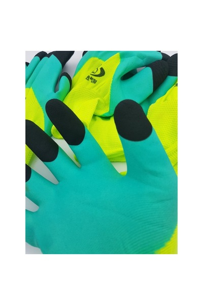 Deliny Universal Protective Gloves Deliny, Textile Material and PVC, Green/Yellow
