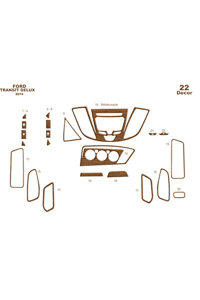 Marscockpitdesign غطاء كونسول تورنيو كونسول-تيربيدو لسيارة فورد 2014 21 قطعة