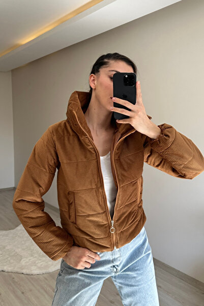 Neşeli Butik palton scurt din catifea cu model pentru femei NM005