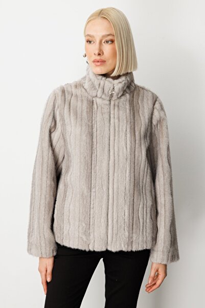 Ekol Striped Plush Coat