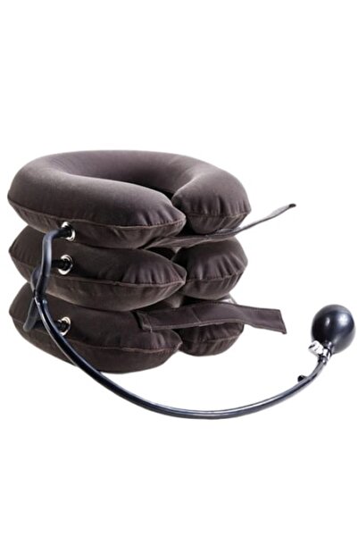 Aloha Online Cervical Collar for Elongation, Spine Correction, Pain Relief, Inflatable, 3 Chambers, Brown
