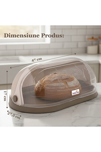 Köken Bread Box, large capacity, holder with window, elegant, PP Plastic BPA Free, 47x27.5x17cm, White