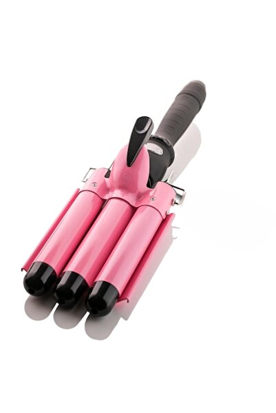 OEM Ondulator de păr cu trei cilindri, 25 mm, roz, control al temperaturii, 2...