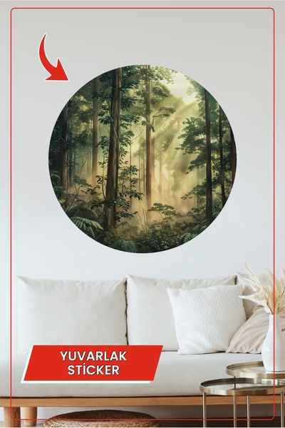 KOSS Dijital Autocolant decorativ rotund și modern pentru perete, cu peisaj v...