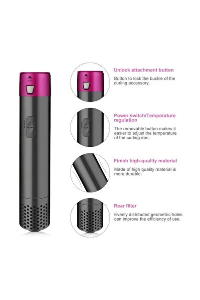 OEM Perie volum cu aer cald 5 în 1, un singur pas - Uscător de păr, Perie, Ondulator, 1000 W, 5 accesorii