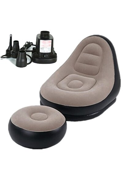 OEM Scaun gonflabil cu suport pentru picioare, pompă electrică, maro/negru
