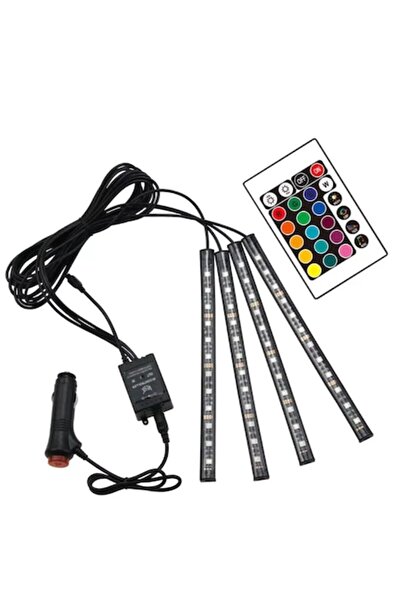 Tiessa Lumini ambientale auto Tiessa®, Kit 4 benzi 12 SMD RGB, Telecomandă, I...