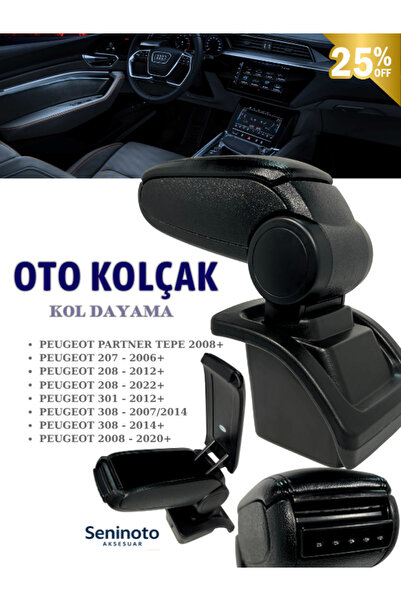 SeninOto Omsa Peugeot 207 2006+ Siyah Kol Dayama - Kolçak
