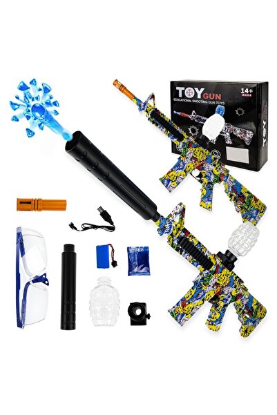 OEM M4A1 Automatic Gel Blaster, 78 cm, Large Set with 1000 Gel Balls, Yellow, Red, Blue