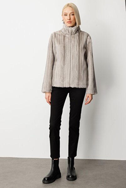 Ekol Striped Plush Coat