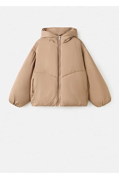 MANGO Woman Kısa oversize kapüşonlu anorak