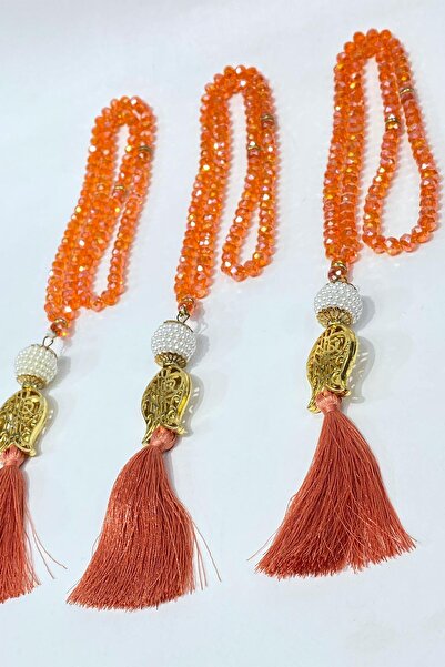 Hayalperest boncuk Turuncu Hediyelik Laleli Püsküllü Kristal Boncuklu 99 Lu N...