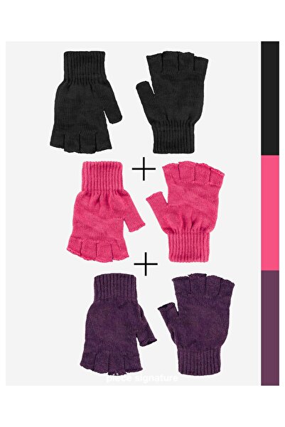 PIECE SIGNATURE Moda, Kış Sonbahar ( 3 ÇİFT ) Örme Eldiven, Sıcak Parmaksız Eldiven ( Açık Spor Activiteleri İçin )