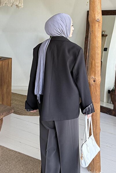 lamelif Lining Striped Atlas Jacket Black