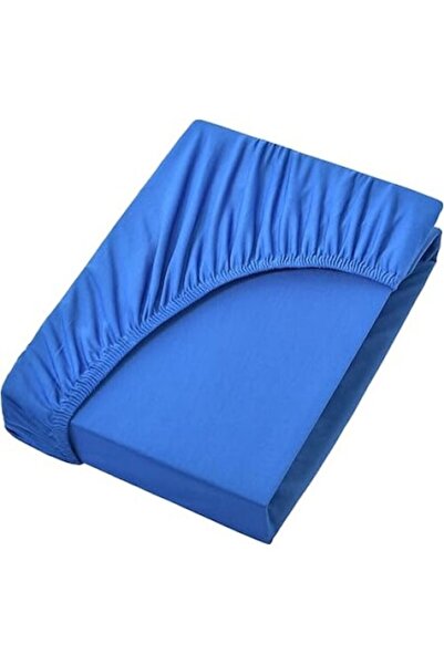 OEM Cearsaf de pat cu elastic pentru saltea, Nature Mark, bumbac, Albastru royal, 90 x 190 x 25 cm