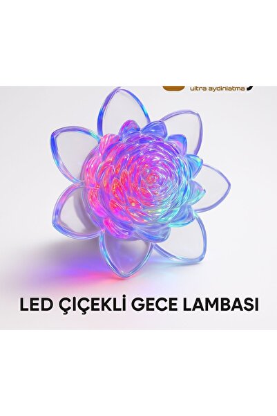 HOT POWER Gül Figürlü Renkli Rgb Fişli Dekoratif Gece Lambası Çocuk Odası Ayd...