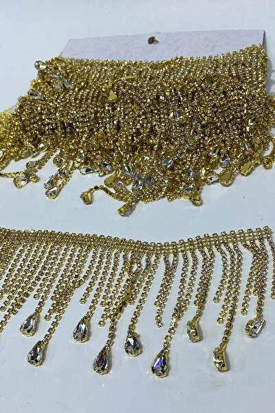 Hayalperest boncuk Gold Transparent Beyoğlu Drop Stone Fringe Tassel Ribbon Accessory