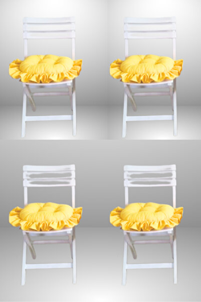 MİNDERHAN ПОДУШКА ДЛЯ СТІЛЬЦЯ З КРАЄМ І РУФЛЯМИ 45X45 СМ (4 ШТ.)