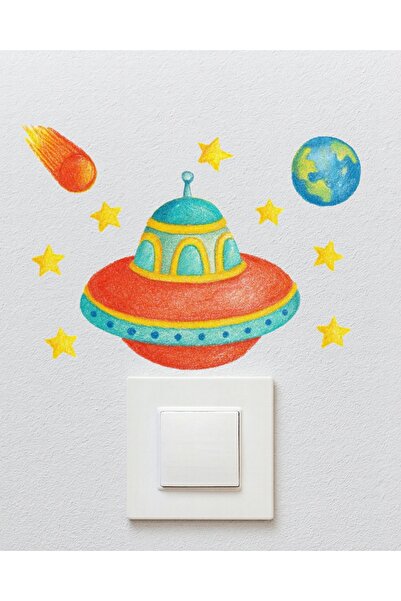 telaşe memuru Outlet Cover Sticker - Children's Baby Room Wall Sticker - Ufo ...