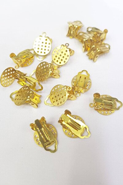 Hayalperest boncuk Sarı Süzgeçli Mandal Model Küpe Klipsi