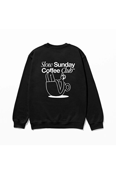 SVART WEAR Φούτερ Coffee Club με τύπωμα 100% βαμβάκι oversized Μοντέρνο, φαντ...