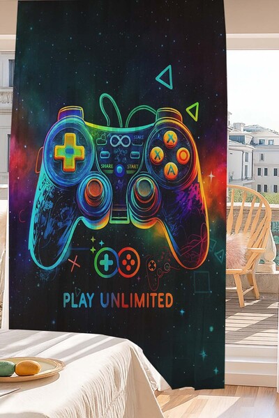 3D ELSE HALI Oyun Konsol Joystick Gamer Desenli Dijital Baskı Tül Perde Salon...