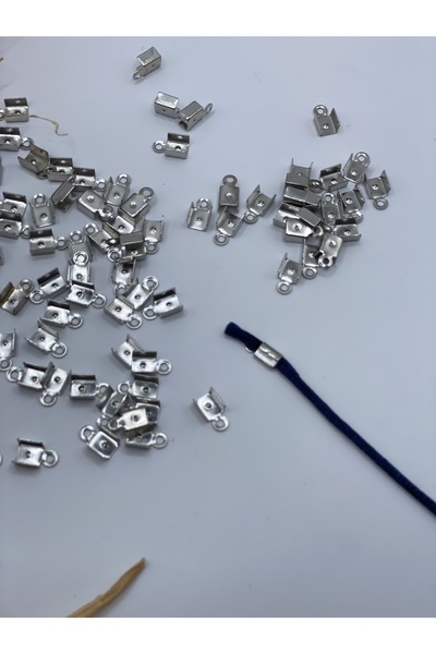 Fiolimore %100 Prinç Malzeme Köseli Sıkma İp Bağlantı Aparatı (10 Adet) 11x9 mm Takı Bileklik Paslanmaz Çelik