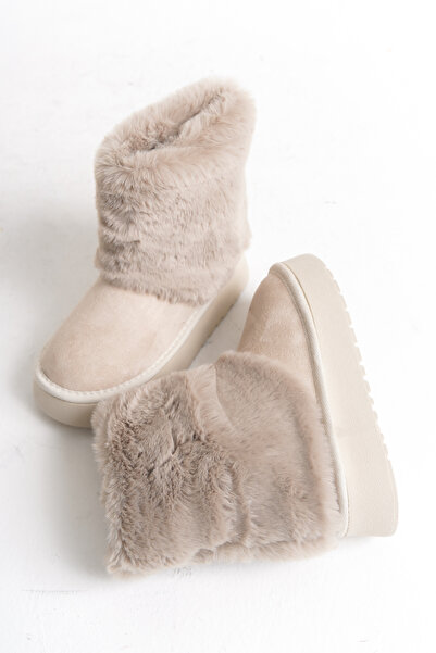 NeSe Shoes Kız Çocuk Kürklü Kolay Giyim Soğuk Havaya Dayanıklı Esnek Rahat Taban Kışlık Bot Çizme