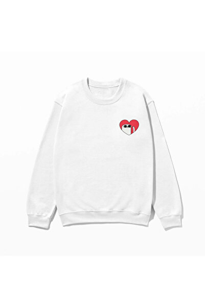 SVART WEAR Суитшърт с принт на сърце 100% памук Овърсайз Моден Забавен Суитшъ...