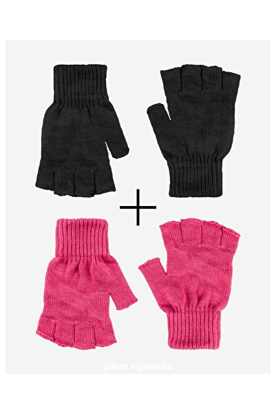 PIECE SIGNATURE Moda, Kış Sonbahar ( 2 ÇİFT ) Örme Eldiven, Sıcak Parmaksız E...