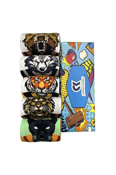 H&N 5 Çift Karışık Desenli Renkli Unısex Çorap Set