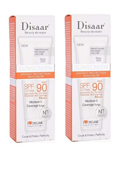 Disaar عبوة من قطعتين من كريم أساس الحماية الفورية من الشمس بعامل حماية 90، 2...
