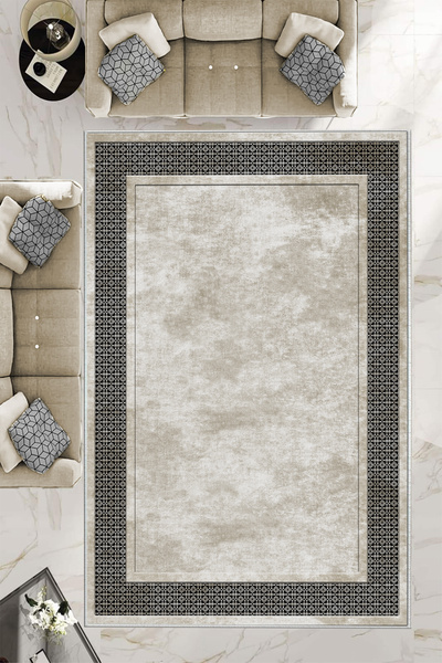KRAL HOME Makinede Yıkanabilir Leke Tutmaz Dijital Baskılı Pvc Taban Kaymaz Halı