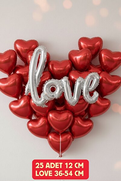 Baloncu Nene 25Pcs Little Red Heart Love Foil Balloon Valentine's Day Marriage Proposal Romantic Celebration Ornament