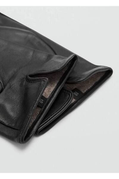 MANGO Man Dikiş detaylı %100 deri eldiven