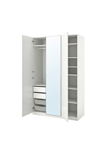 hobiurun PAX gardırop, parlak cila beyaz-ayna, 150x60x236 cm
