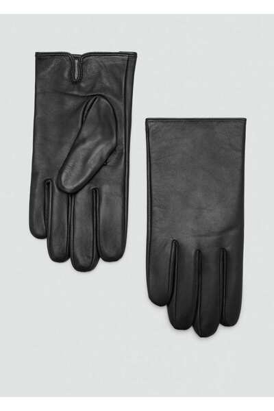 MANGO Man Dikiş detaylı %100 deri eldiven