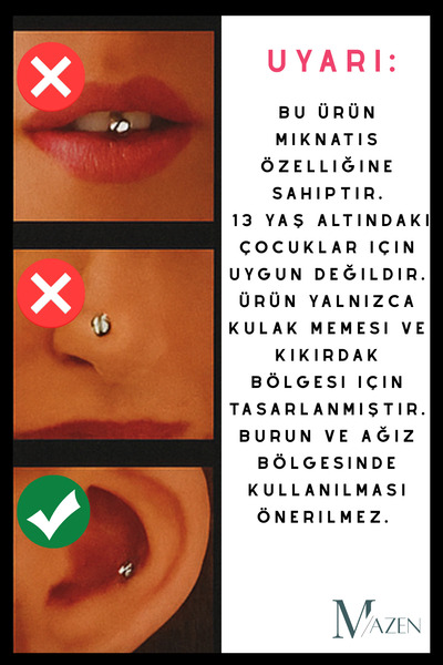 MAZEN Bulk Model Magnet Magnetic Fake Earring Piercing |   Without Holes |   Does Not Tarnish/Blacken? |   Men's Accessory