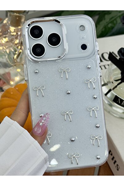 Go Aksesuar iPhone 17 Promax Compatible Mini Bow Toy Designed Silicone Case