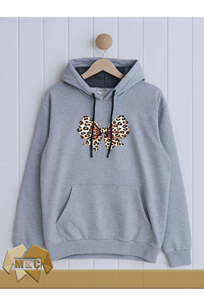 MÇ FAMİLY STORe Lleopar Dtf Printed Hooded Long Sleeve Women's Sweatshirt Seasonal Special Design Pocketed Hoodie