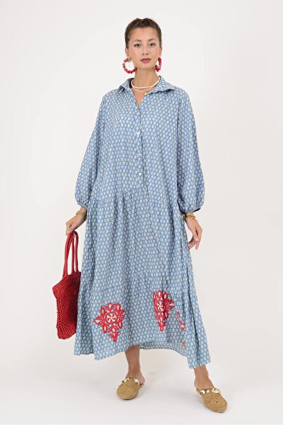 Park Moda AN10522 MARIN EMBROIDERY DETAILED SHIRT DRESS