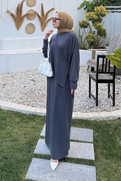 lamelif Drawstring Hijab Dress Smoked