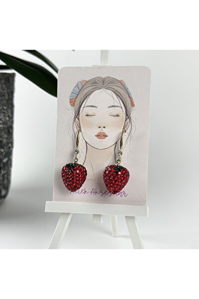 Melek Aksesuar Kırmızı Çilek Küpe