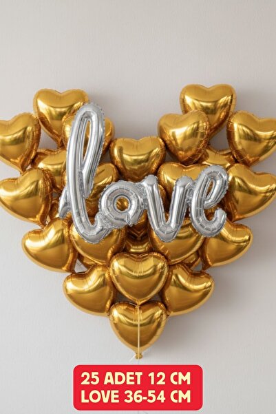 Baloncu Nene 25 قطعة من بالونات القلب الذهبية الصغيرة المصنوعة من الفويل لعيد...