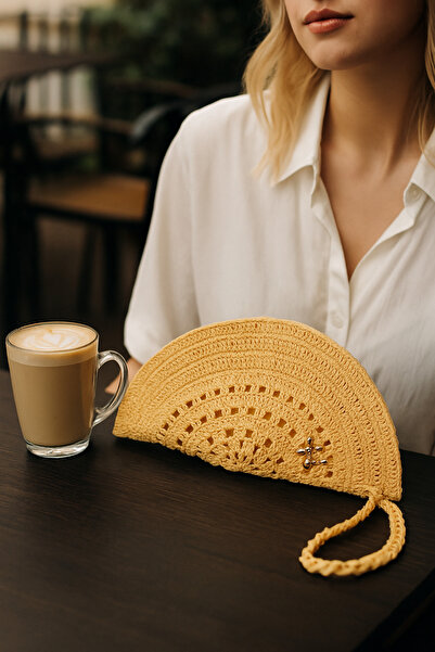 MomStyle El Emeği Tığ İşi Sarı Yazlık Çanta – Örgü Clutch Modeli